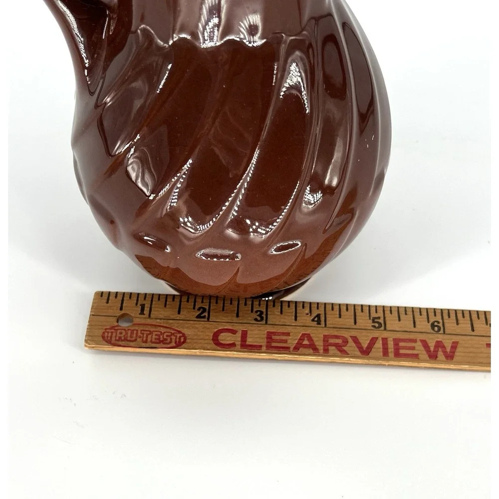 Roseville USA 1106-10 Brown Pink Vase Handled Pitcher Vintage Mid Century 10.5